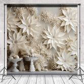 Aperturee Aperturee 3D White Paper Flowers Photography Backdrop Winter Wedding or Bridal Shower Elegant Poinsettia Wall Decor